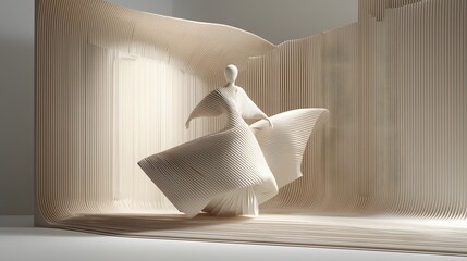 Poster - A conceptual sculpture composed of soft flowing fabric textures showcasing the design and tactile nature of fashion