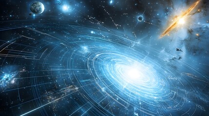 Aufkleber - A dazzling swirling cosmic anomaly bending and distorting the very fabric of space and light creating a mesmerizing and visually captivating celestial phenomenon