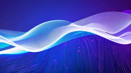 Poster - Dynamic Curved Wavy Lines in Futuristic Blue and Purple Motion Background Loop
