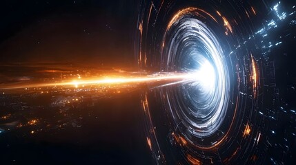 Leinwandbilder - A fantastical interpretation of a hidden dimension breaking through from an unseen plane revealing a swirling vortex of energy and light in the space time continuum