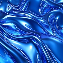 Poster - Vibrant blue liquid flowing elegantly in a fluid abstract background with smooth curves and visual interest