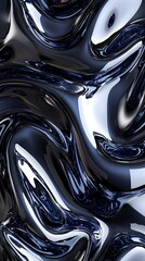 Poster - Unique black and white abstract background in 3d render featuring fluid dynamics and contrasting textures