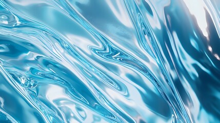 Poster - Stunning 3d render of abstract blue liquid fluid with smooth waves and reflections in a vibrant oceanic setting