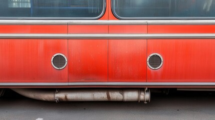 Poster - Detailed side view of a red transportation vehicle exterior