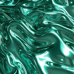 Poster - Enchanting 3d render of green liquid fluid with smooth waves and rich textures creating an abstract background scene