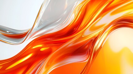 Poster - Striking 3d render of liquid fluid flowing down center of white background creating a clean and elegant effect
