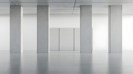 Poster - A minimalist architectural depiction of economic isolation with a high concrete wall blocking the flow of international trade against a plain white background