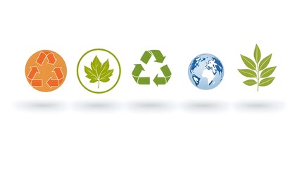 Aufkleber - A row of six minimalist icons symbolizing environmental conservation recycling and the protection of our planet and natural resources