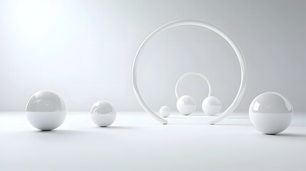 Aufkleber - A serene minimalist composition of spherical forms that evokes a sense of scientific and conceptual intrigue through their juxtaposition and contrasting textures