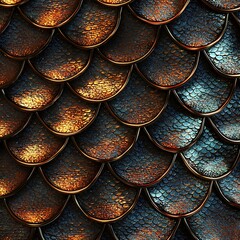 Poster - An intriguing pattern of dragon scales rendered in an abstract style on textured fabric for art and design lovers
