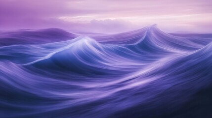 Wall Mural - Majestic ocean waves in purple twilight, serene seascape. Nature tranquility scene