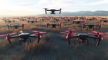 Leinwandbilder - Advanced drone detection system analyzing and tracking airborne movements in real time over a remote natural landscape