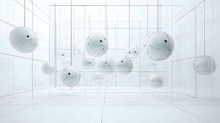 Poster - An abstract and minimalist visualization depicting the invisible forces of dark matter warping the fabric of space on a clean white background