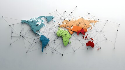 Poster - An abstract depicting the fragmentation and disruption of global economic connections and trade networks due to the implementation of tariffs and trade policies