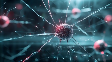 Aufkleber - An abstract futuristic visualization depicting the concept of quantum entanglement where particles are interconnected by invisible forces and energy forming a complex network or mesh like structure