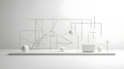 Leinwandbilder - An abstract minimalist composition showcasing a futuristic geometric representation of a scientific discovery or technological innovation set against a clean white backdrop