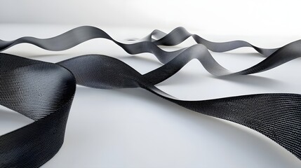 Poster - An abstract representation of carbon fiber material woven into fluid organic shapes against a minimalist white background