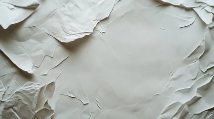Poster - Torn white paper pieces create a textured and abstract border frame