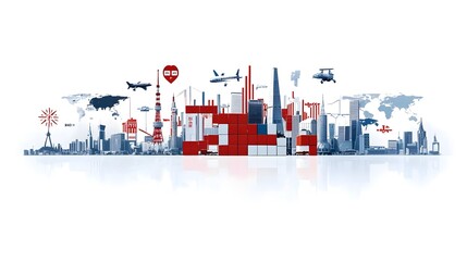 Poster - An depicting the competitive nature of the global economy with nations constructing higher trade barriers and obstacles to economic and