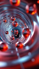 Poster - Abstract Red and Blue Sphere Tunnel Digital Art