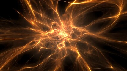 Poster - Energetic swirl of golden light creates an abstract cosmic pattern in a dark environment