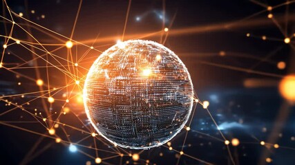 Poster - Digital globe illuminated by network connections and glowing data nodes in a futuristic visualization