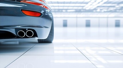 Aufkleber - Close up view of a high performance sports car featuring a glossy carbon fiber exterior aerodynamic design and eye catching taillight details against a clean white backdrop