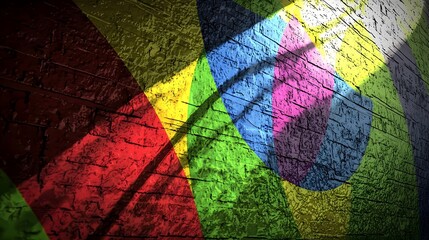 Poster - Colorful wall featuring a unique pattern and clock creating a vibrant atmosphere perfect for artistic environments