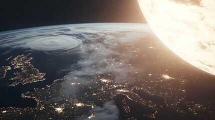 Wall Mural - the earth and its moon orbiting together in cosmic harmony against the backdrop of the infinite univ