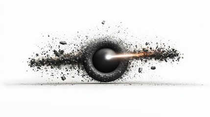 Leinwandbilder - Depiction of a powerful enigmatic black hole forcefully drawing in light and matter creating a swirling dynamic vortex against a stark minimalist background