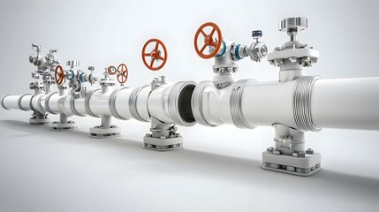 Aufkleber - Detailed cross section view of an insulated gas pipeline system showcasing the intricate network of pipes valves and other industrial equipment