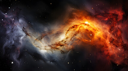 Poster - nebula and star representing conservation laws in cosmology depicted with symmetrical patterns and c