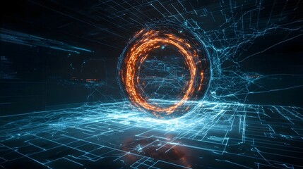 Leinwandbilder - Glowing unstable portal opening a connection between distant realms pulsing with dynamic otherworldly energy