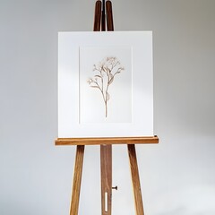 Poster - Vibrant flower showcased on a wooden easel creating an eye-catching elegant botanical print for artistic decor