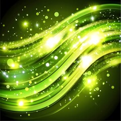 Poster - A striking green abstract background featuring glowing waves of energy creating an elegant and modern aesthetic