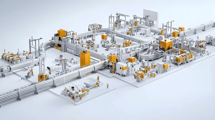 Poster - Intricate network of metal equipment involved in the industrial bending and assembly process for manufacturing and infrastructure