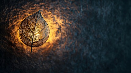Poster - Unique leaf displayed on wall captured in elegant art deco design showcasing nature's intricacies and textures