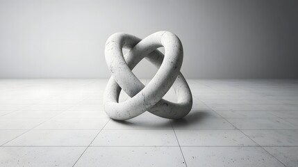 Aufkleber - Minimalist abstract sculpture made of a smooth monochrome material featuring interlocked geometric shapes and graceful twists that create a sense of balance and visual interest