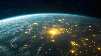 Poster - Mysterious glowing lights appear to hover over the dimly lit surface of our planet suggesting the presence of unexplained phenomena beyond our current scientific understanding  category Space