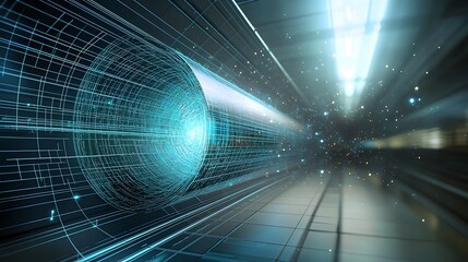 Poster - Surreal and futuristic visualization of a cosmic anomaly bending and distorting space and light creating a mesmerizing and enigmatic digital tunnel through the stars