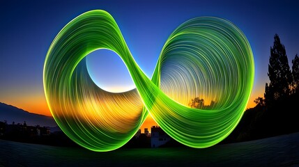 Poster - Dynamic swirl of light representing green energy flowing in a captivating and abstract visual display