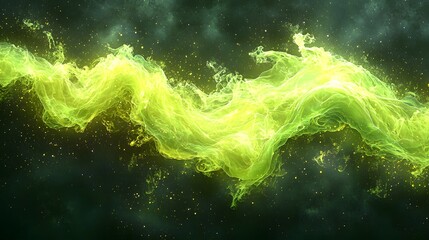 Poster - Vibrant green and yellow swirl of light creating an enchanting spectral effect in fluid motion and artistic design