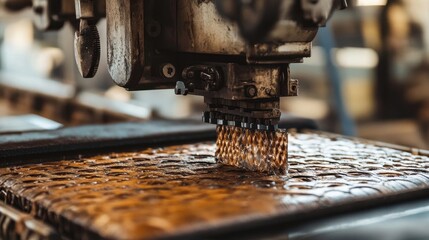 Poster - A close up of industrial machine equipment in process