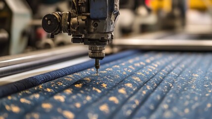 Poster - Automated machine uses sharp needle to cut patterned textile material