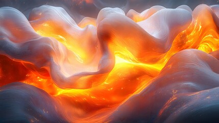 Poster - Fiery blaze at the center of a white and orange abstract background creating a striking visual contrast and dynamic energy