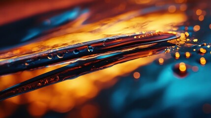 Poster - Two lines with water droplets and colorful shiny reflections