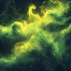 Poster - A stunning nebula illuminated by yellow stars and magical swirling light creating a breathtaking cosmic scene