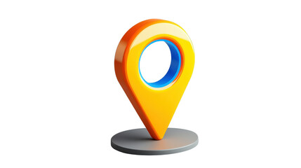 Fototapete - 3d location pin standing on gray base with transparent background