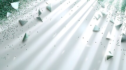 Poster - Bright white background featuring sparkling emerald green confetti for a festive and playful atmosphere in decor