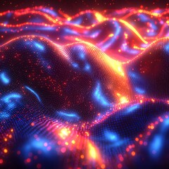 Poster - Colorful abstract background of vibrant neon liquid waves with ultra- bioluminescent effects and fluid motion